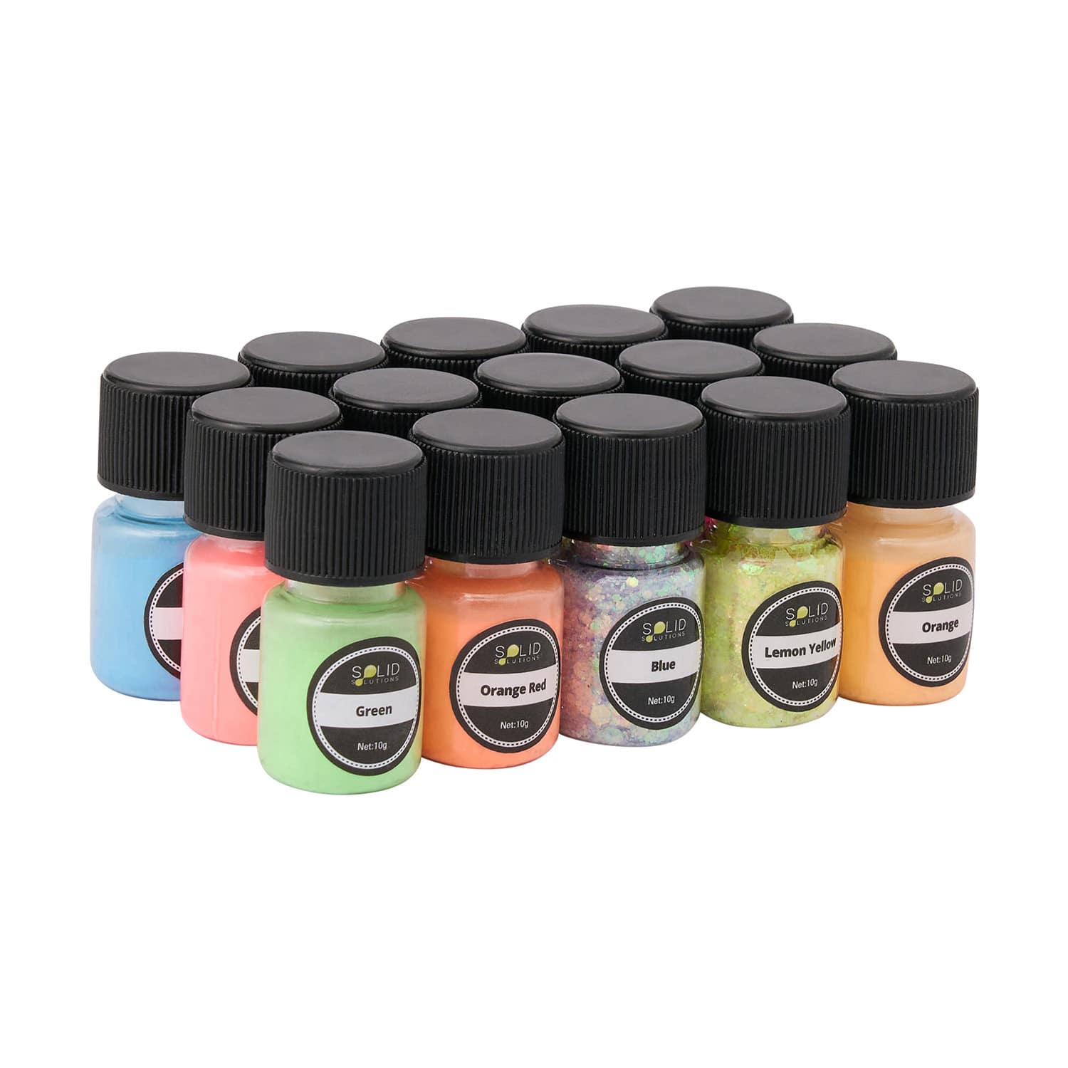 Glow in The Dark Pigment Powder & Glitter 15 Pack