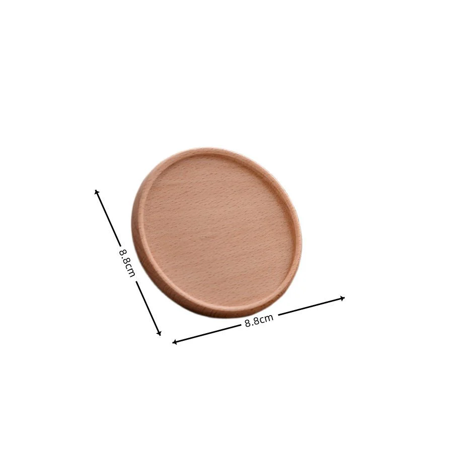 Resin Art - Wooden Beech Round Coaster with Groove Edge 8.8cm x 8.8cm x 0.8cm x 1