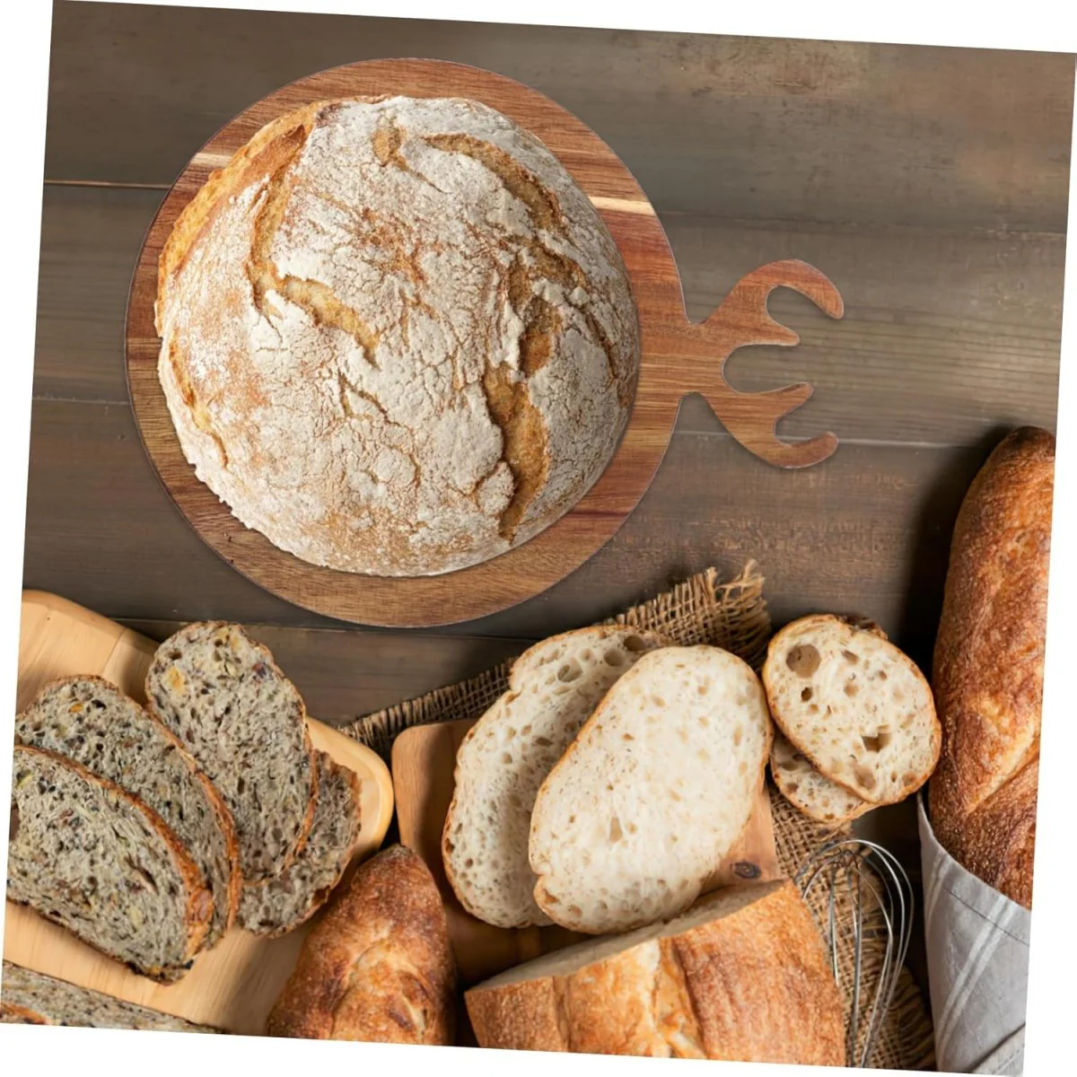 Resin Art - 1 x Acacia Wood Round Chopping Board with Antlers 42cm